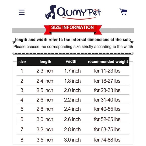 QUMY Dog Shoes for Medium Large Breed Size 7 - Picture 10 of 10